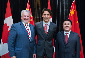 Joe Lombard, Canadian Prime Minister Justin Trudeau and Mr. Ma Jian Fei