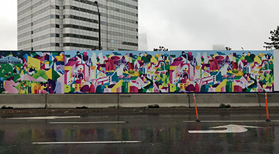 La clôture d’un chantier de construction porte désormais les couleurs de l’artiste torontoise Wenting Li