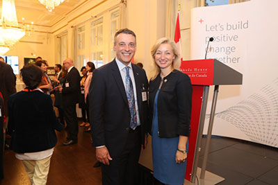 John Bianchini, Chairman and CEO of Hatch poses with Sarah Fountain Smith, Deputy High Commissioner for Canada to the UK