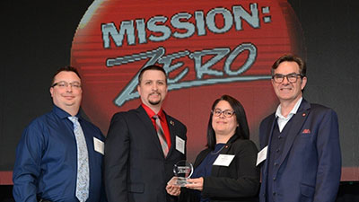 Photo (left to right): Jared Orynik (Hatch), Ryan Jacobson, Ricci De Cecco, and Gord Moker (Safe Saskatchewan).