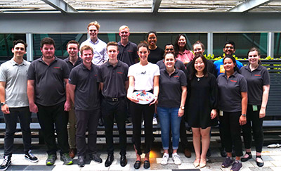 Some of Hatch's Australia interns pose at a fundraising event in support of bushfire relief.